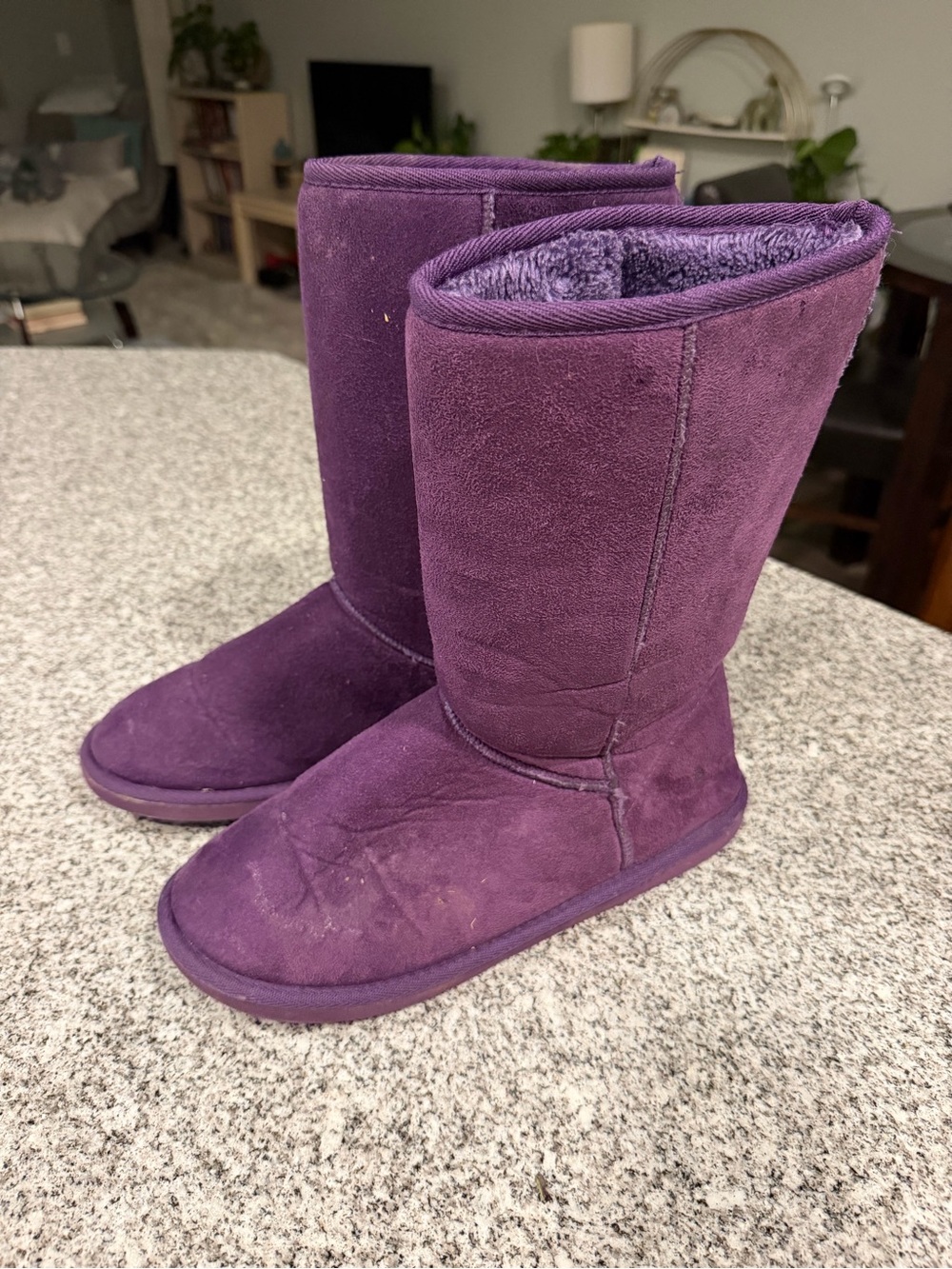 Fashion Bug Purple Mid-Calf Shearling Winter Boots